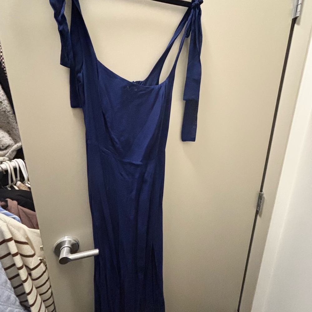 Reformation Blue Slip Midi Dress for Wedding Guest